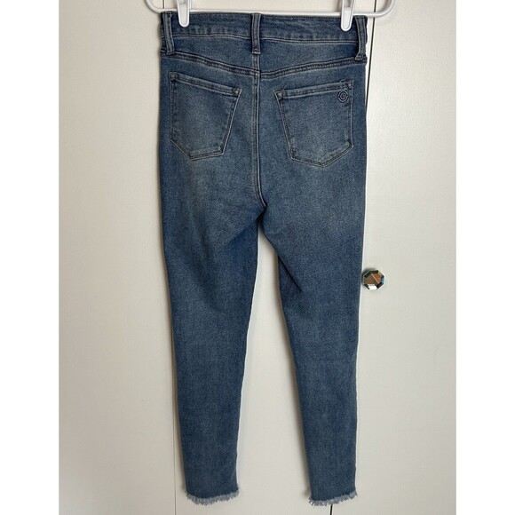 Max Studio Jeans Womens Sz 4 Blue Skinny High Rise Medium Wash Distressed Denim - Picture 4 of 7